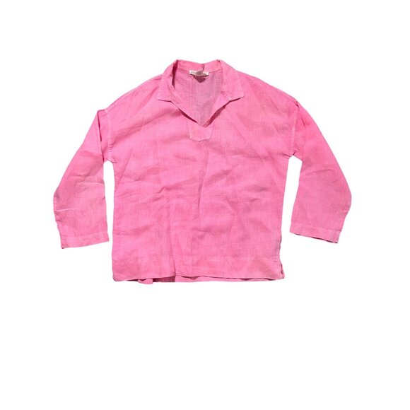 C&C California Women's Size Medium 100% Linen Long Sleeve V-Neck Tunic Top - Picture 10 of 10